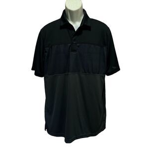 Pebble‎ Beach Dry-Luxe Polo Size Large Black/Gray Colorblock Short Sleeve Collar